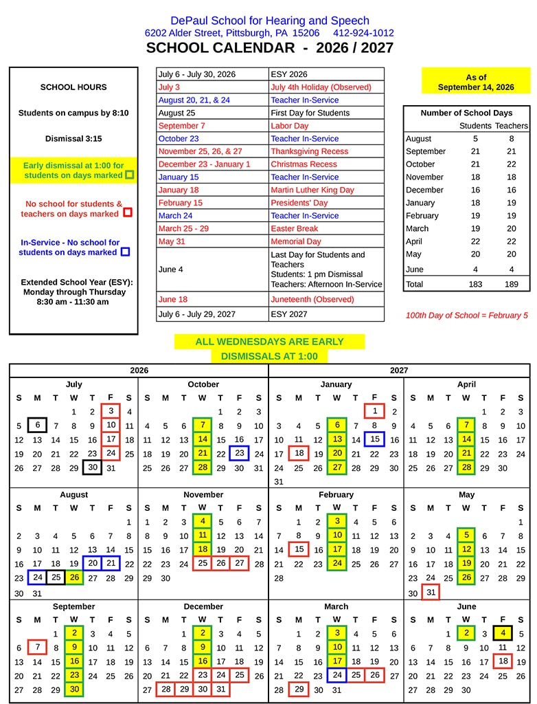 2026-2027 School Calendar - Google Sheets